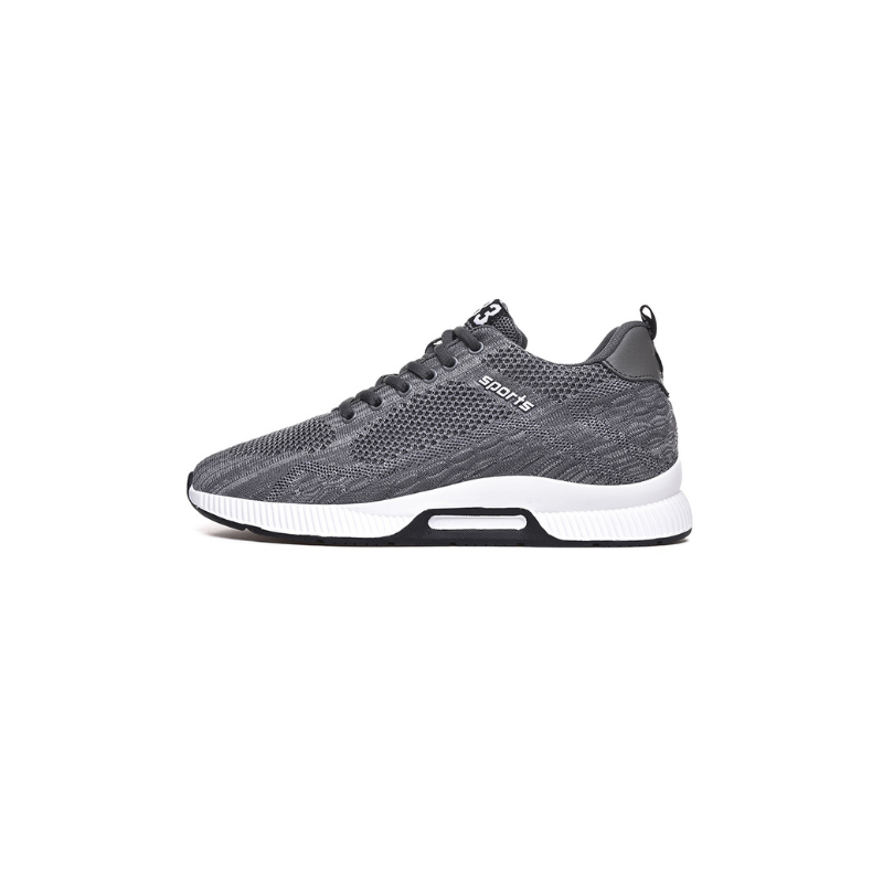 Grauer Sportschuh aus Mesh, Herren Sneaker, atmungsaktiv, rutschfeste Sohle, modisch.