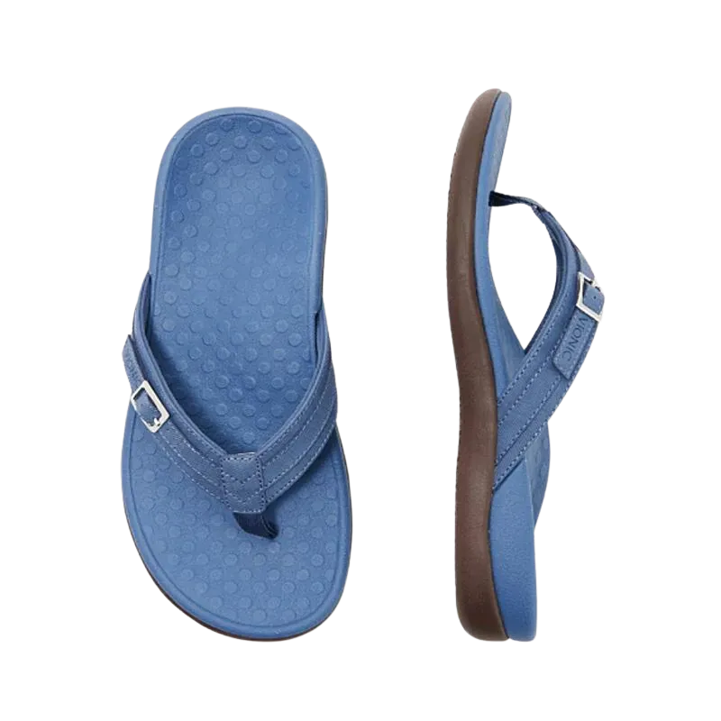 Blaue Flip-Flops mit gepolsterter Sohle und verstellbarem Riemen, ideal für Sommer, Strand und Freizeit. Bequeme Sandalen für Damen und Herren.