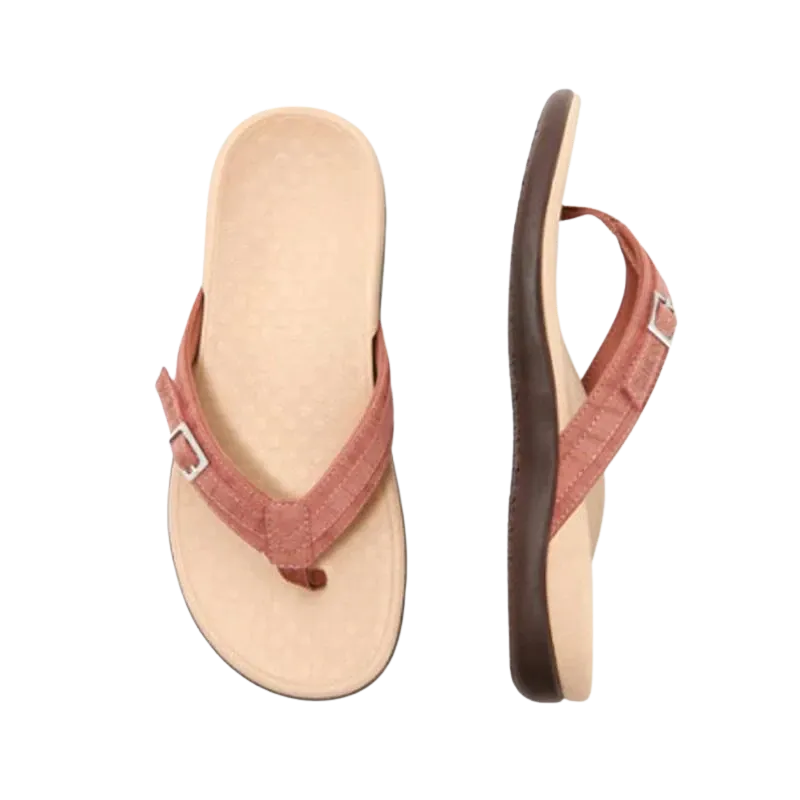 Hochwertige, bequeme Flip-Flops mit braunem Riemen und ergonomischer Sohle. Perfekt für Sommer, Strand und Freizeit. Ideal für Damen und Herren.
