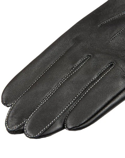 Schwarzer Lederhandschuh, elegant und hochwertig, ideal für Wintermode. Perfekte Passform, stilvoll und langlebig. Luxuriöses Accessoire.