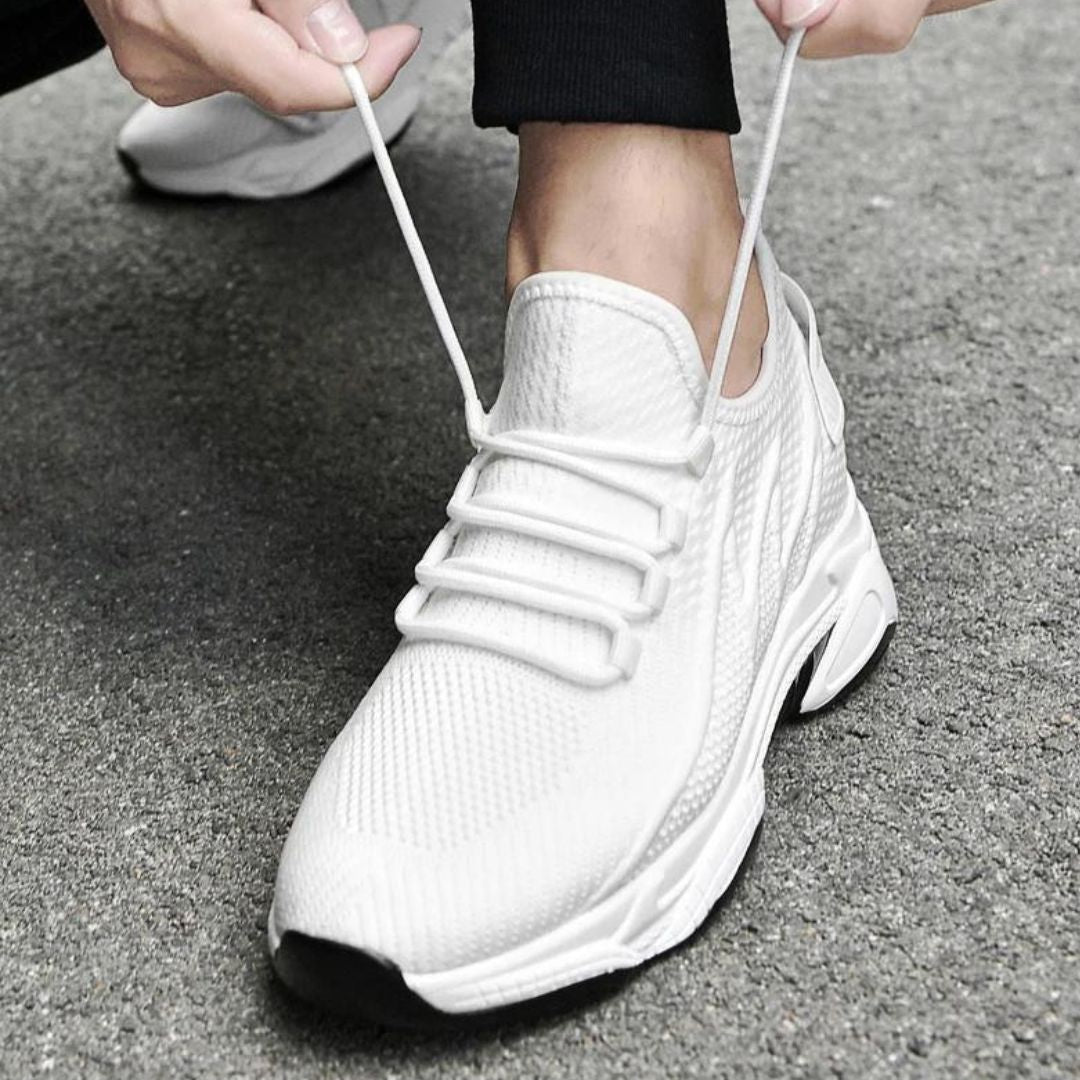 Weiße Sportschuhe, atmungsaktives Mesh, Herren Sneaker, modisch, bequem, für Laufen und Fitness.