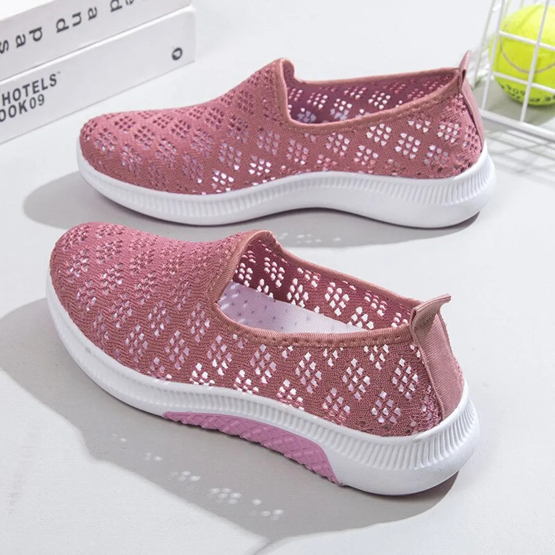 Rosa Damen-Sneaker mit atmungsaktivem Mesh-Design, rutschfester Sohle und modernem Look. Perfekt für Freizeit und Sport.
