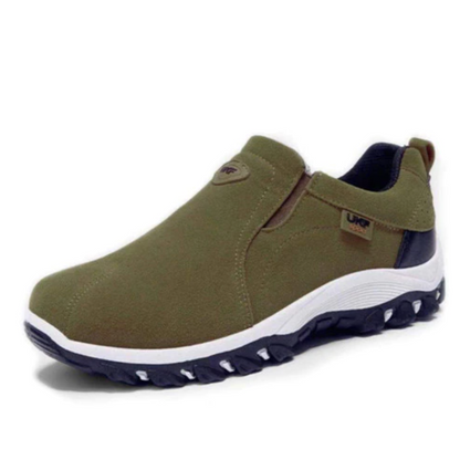 Olivgrüner Herren-Sneaker, rutschfeste Sohle, atmungsaktiv, bequem, Outdoor-Sportschuh.