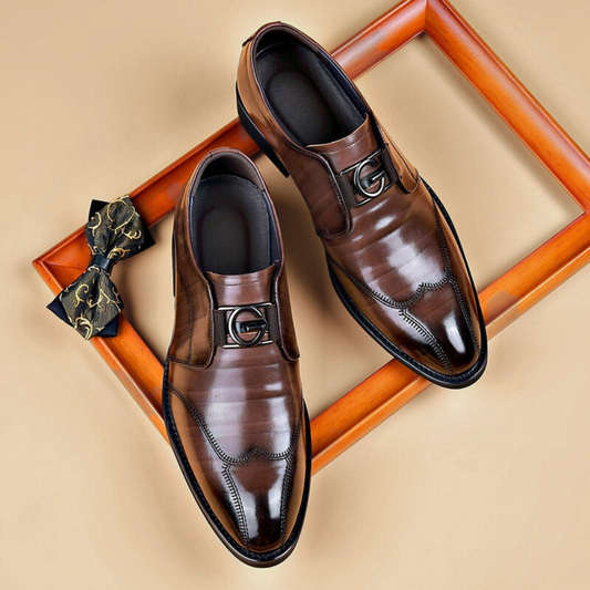 Loafer für Herren - Elegante Lederschuhe mit glänzender Oberfläche, bequeme Anzugschuhe für Büro und Hochzeit
