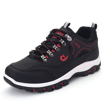 Schwarze Herren-Trekkingschuhe, atmungsaktiv, leicht, Outdoor-Sneaker, Sommermode.