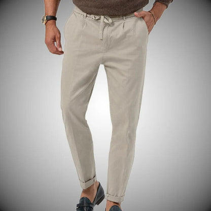 Herren Chinohose beige, Baumwolle, lässig, Kordelzug, modisch, bequem, Freizeitkleidung.