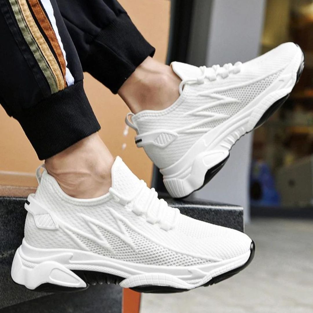 Weiße Sportschuhe Herren, atmungsaktiv, rutschfest, modisch, ideal für Laufen und Fitness.