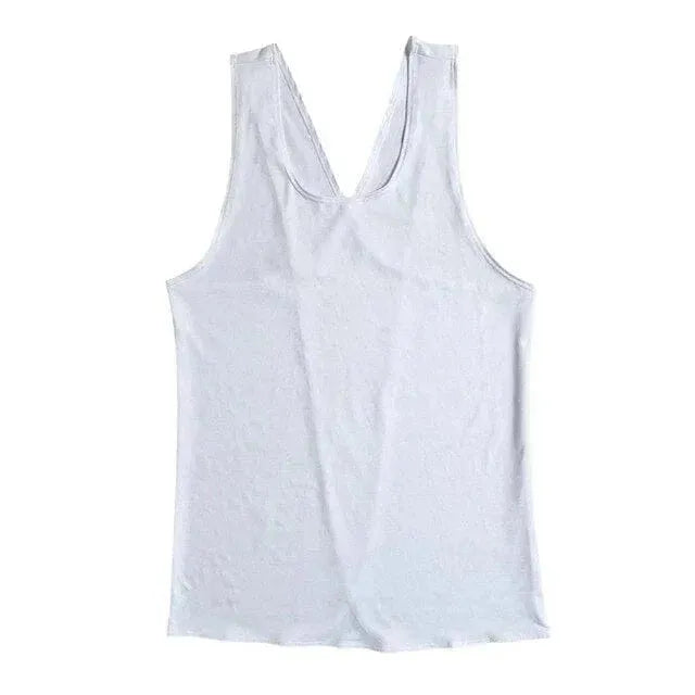 Weißes Sporttop mit überkreuztem Rücken, ärmellos, ideal für Fitness und Yoga. Atmungsaktives Material, modisches Design, Größe S.
